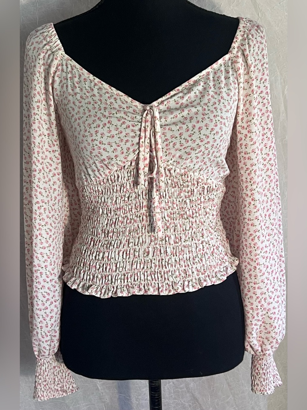 Sienna Sky Pink Floral Smocked Peasant Blouse